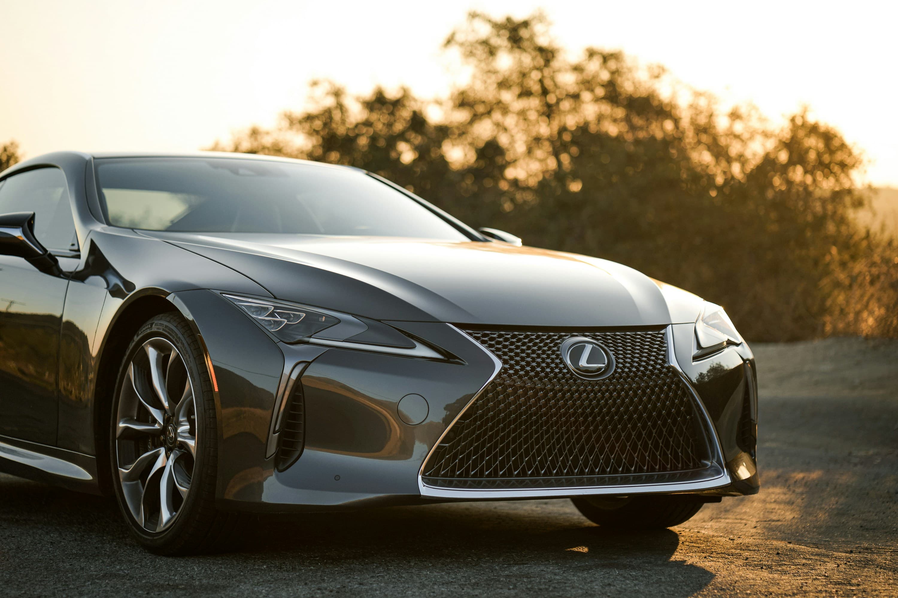 2025 Lexus LC 500, front three-quarter at sunset